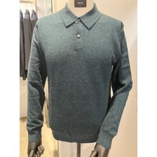 바쏘&바쏘옴므]2024 FW 부드러운 모,캐시미어 혼방 니트 카라티 그린