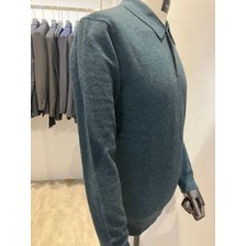 바쏘&바쏘옴므]2024 FW 부드러운 모,캐시미어 혼방 니트 카라티 그린_추가이미지