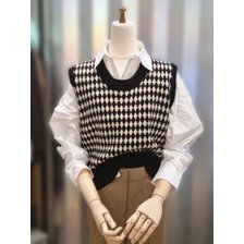 ab.f.z 23F/W 다이아몬드 패턴 V넥 크롭 조끼 베스트 ACX4HW64K1