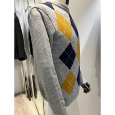 바쏘&바쏘옴므]2024 FW 라운드 아가일패턴 혼방 니트 그레이_추가이미지