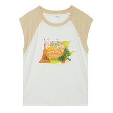 [SI]컬러 배색 방콕 프린팅 민소매 티셔츠 (SEIBF5825)(SEI5825)