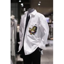 BON 화이트 멜라키 3D아트웍 오버핏 셔츠형 재킷 BN2SBA372_추가이미지