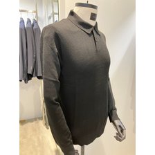 바쏘&바쏘옴므]2024 FW 부드러운 캐시미어 혼방 니트 카라티 블랙_추가이미지