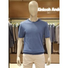 킨록 여름 린넨혼방 반팔 라운드 티셔츠 블루 (TDY76)