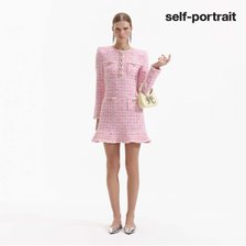 [self-portrait] 핑크 체크 니트 미니 드레스 (SS24-157S-P)