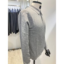 바쏘&바쏘옴므]2024 FW 부드러운 모,캐시미어 혼방 니트 카라티 그레이_추가이미지