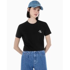 [캘빈클라인 진]여성 레귤러핏 스몰 모노그램 로고 반팔 티셔츠 (J218883BEH)