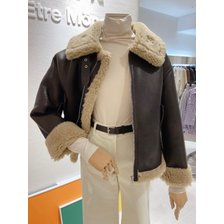 브라운 오버핏 크랙 무스탕(GNTAMU962F)
