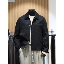 BON 블랙 울 개버딘 오버핏 트러커 재킷 BN4SJP430