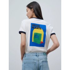 [BF4442N011] 24SS 빈폴X선데이플래닛 프린트 팁 배색 반소매 티셔츠 - 화이트