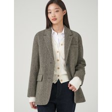 (BF3911C05A) 23FW 헤링본 오버핏 재킷 - 베이지