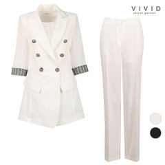 VIVID SET 여성 여름쿨스판 더블자켓+정장팬츠 세트