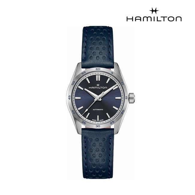 [공식] 해밀턴 H36115640 재즈마스터 퍼포머 오토 34mm 블루 가죽 시계