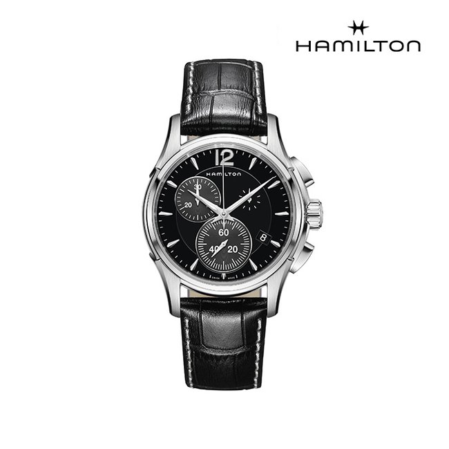 [공식] 해밀턴 H32612731 재즈마스터 크로노 쿼츠 42mm 블랙 다이얼 블랙 소가죽 남성 시계