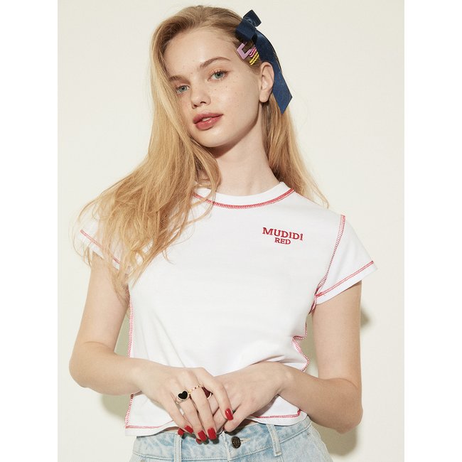 Lettering crop t-shirt 001 White