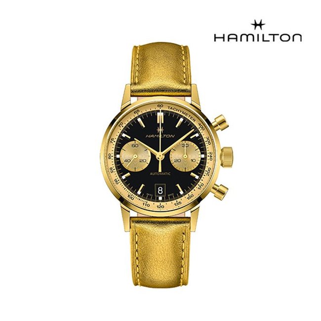 [공식] 해밀턴 H38436830 아메리칸 클래식 인트라-매틱 옐로우 골드 여성 시계