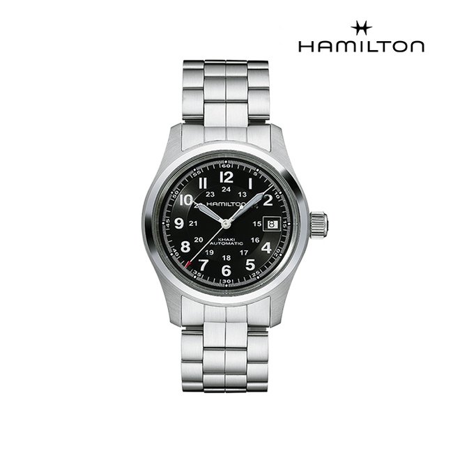 [공식]해밀턴 H70455133 카키 필드 오토 38mm 블랙 메탈 남성 시계