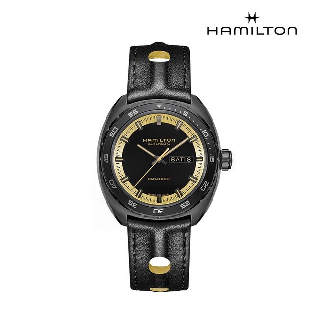 [공식] 해밀턴 H35425730 아메리칸 클래식 42mm 블랙 가죽 남성 시계
