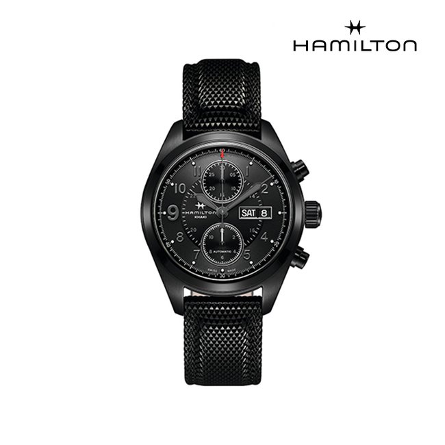 [공식] 해밀턴 H71626735 카키 필드 오토크로노 42mm 블랙 러버 남성 시계