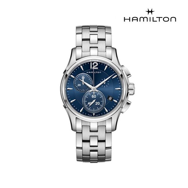 [공식] 해밀턴 H32612141 재즈마스터 크로노 쿼츠 42mm 블루 다이얼 브레이슬릿 남성 시계