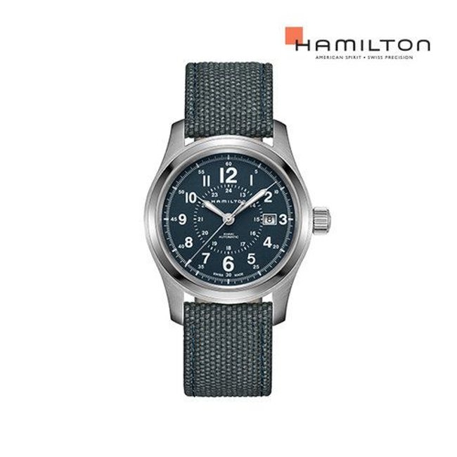 [공식] 해밀턴 H70605943 카키 필드 오토 42mm 블루 캔버스 남성 시계
