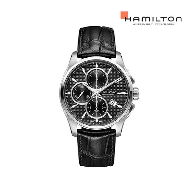 [공식] 해밀턴 H32596731 재즈마스터 오토크로노 42mm 블랙 가죽 남성 시계