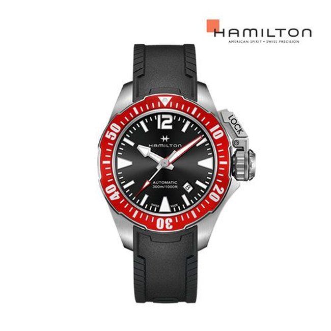 [공식] 해밀턴 H77725335 카키 프로그맨 오토 42mm 레드-블랙 러버 남성 시계