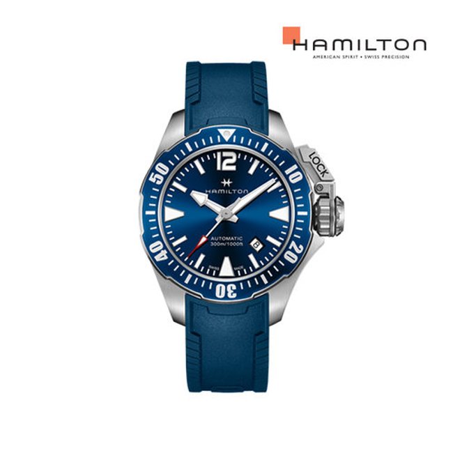 [공식] 해밀턴 H77705345 카키 프로그맨 오토 42mm 블루 러버 남성 시계